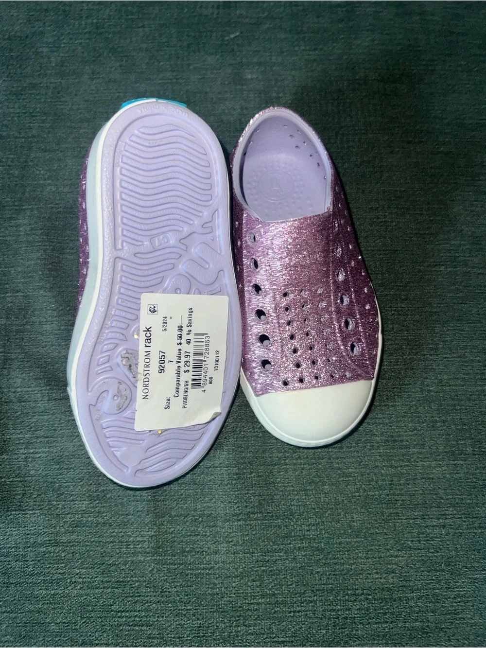 Native Shoes Kids Glitter Slip-On Water Shoes - Purple